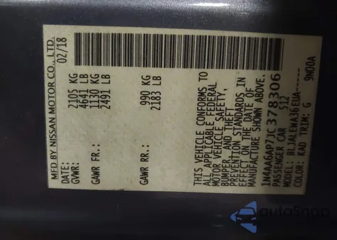 2018 Nissan Maxima 3.5 Sl z USA, uszkodzony, nr VIN 1N4AA6AP7JC378306